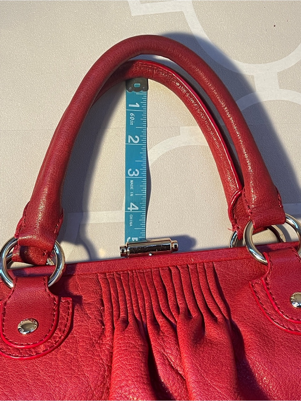Vintage Elliott Lucca Red Leather Satchel Top Handle Shoulder Bag - Picture 13 of 14